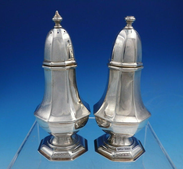 English Sterling Silver Salt and Pepper Shaker Set 2pc Octagonal Shape (#3307)