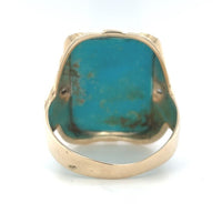 10k Gold Large 9.91ct Genuine Natural Turquoise and Diamond Men's Ring (#J6134)