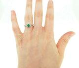 14k White Gold .31ct Genuine Natural Emerald and Diamond Halo Ring (#J5107)