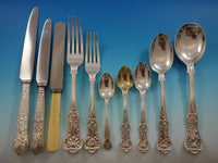 Queens English Sterling Silver Flatware Set 12 Service 115 pcs Dinner A monogram