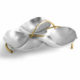 Lodhi Garden by Michael Aram  Stainless Steel & Brass Lily Pad Triple Dish - New