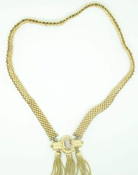 Gold Filled Stone Cameo Necklace (#J2441)