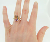 14k Yellow Gold Emerald Cut Genuine Natural Ametrine Ring Size 8 (#J4242)