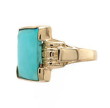 10k Yellow Gold 4.67ct Genuine Natural Turquoise Men's Ring Size 11.25 (#J6137)