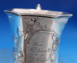 Wood and Hughes Coin Silver Baby Cup Chased Flowers Leaf Cartouche Footed #7419