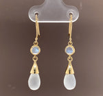 14k Yellow Gold Genuine Natural Moonstone Drop Briolette Earrings (#J5300)