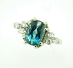 Platinum and 14k 3.02ct Teal Genuine Natural Tourmaline Ring (#J5098)