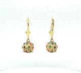 14k Yellow Gold Multi-Color Enamel Earrings (#J5360)