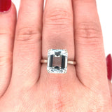 5.46ct Emerald Cut Genuine Natural Aquamarine 14k White Gold Ring (#J5790)