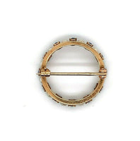 14k Yellow Gold Montana Sapphire and Pearl Round Pin (#J5538)