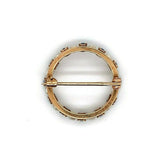 14k Yellow Gold Montana Sapphire and Pearl Round Pin (#J5538)