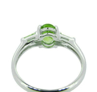 14k White Gold 1.20ct Oval Genuine Natural Peridot Ring w/Side Peridots (#J2362)