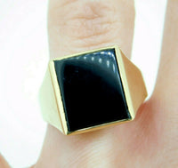 Vintage 10k Yellow Gold Men's Genuine Natural Onyx Ring Solid 5.5 dwt (#J4692)