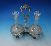 Pairpoint by 1880 Pairpoint Silverplate Decanter Pair w/Stand Labels (#5525)