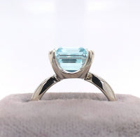 5.46ct Emerald Cut Genuine Natural Aquamarine 14k White Gold Ring (#J5790)