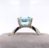 5.46ct Emerald Cut Genuine Natural Aquamarine 14k White Gold Ring (#J5790)