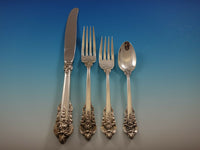 Grande Baroque by Wallace Sterling Silver Flatware Set 12 Dinner Size + Tea Set