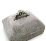 18k White Gold Art Deco Genuine Natural Diamond Filigree Ring (#J5355)