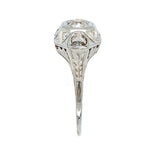 18k White Gold Art Deco Filigree .35ct TW Genuine Natural Diamond Ring (#J5945)