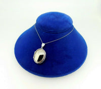 14k White Gold Oval Locket with Decorative Border (#J5081)