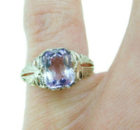 Deco 14k White Gold Filigree Genuine Natural Amethyst Ring (#J4725)