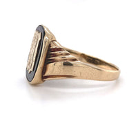 10k Yellow Gold Genuine Natural Onyx Signet Ring with Gold M or W Initial #J5862