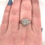 18k White Gold Art Deco Filigree .35ct TW Genuine Natural Diamond Ring (#J5945)