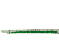 18k White Gold 3 Carat Genuine Natural Emerald and Diamond Bracelet (#J3323)