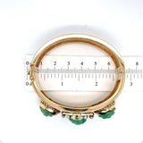 14k Yellow Gold Wide Heavy Gold Bangle Bracelet with Jade (#J5426)