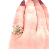 14k Yellow Gold Signet Ring with Raised Initials "ES" and "30" Jewelry (#J5682)