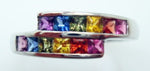 14k White Gold Genuine Natural Rainbow Sapphire Bypass Ring Jewelry (#J234)