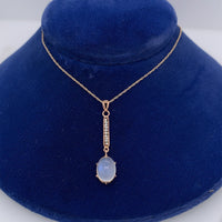 10k Yellow Gold Victorian Moonstone and Seed Pearl Lavaliere Jewelry (#J5627)