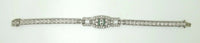 Art Deco Platinum Genuine Natural Diamond Bracelet with Emeralds (#J3489)