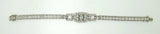Art Deco Platinum Genuine Natural Diamond Bracelet with Emeralds (#J3489)