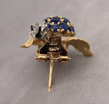 18k Gold Antique Genuine Natural Sapphire Diamond Blackberry Earrings (#J5433)