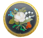 14k Yellow Gold Pietra Dura Pink Rose and Lily of the Valley Pin Jewelry (#J338)