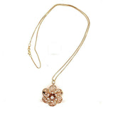 14k Gold 1.5 Carat Mine Cut Genuine Natural Diamond Rosette Pin Pendant (#J5458)
