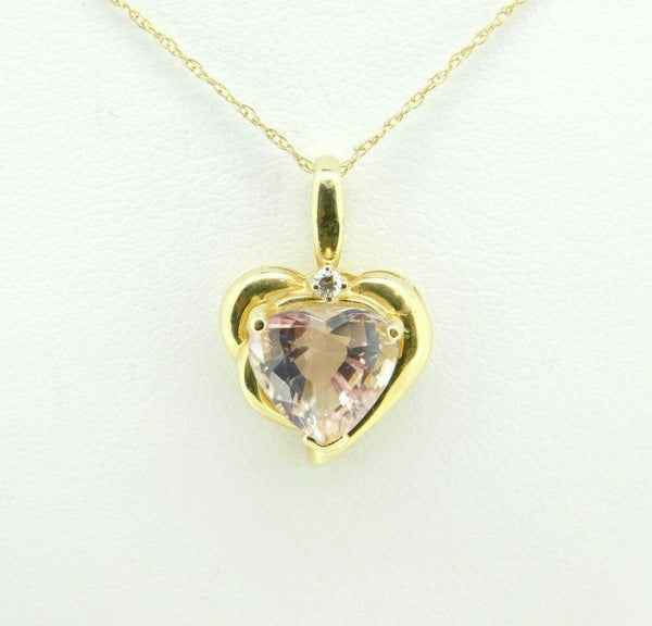 14k Yellow Gold Heart 2.39ct Genuine Natural Morganite Pendant (#J768)