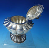 Hungarian Sterling Silver Tea Caddy Oval Fluted with 3-D Rose Finial (#5512)