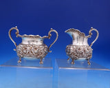 Rose by Stieff Sterling Silver Sugar and Creamer Set 2pc Hand Chased (#6977)