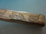 Lap Over Edge Acid Etched by Tiffany Sterling Silver Dinner Knife w/ Grouse