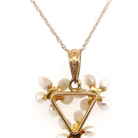 14k Yellow Gold Freshwater River Pearl and Sapphire Lavaliere Jewelry (#J5696)