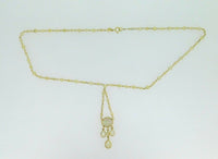 14k Yellow Gold Genuine Natural Opal Cabochon Necklace 12 Carats (#J4198)
