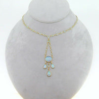 14k Yellow Gold Genuine Natural Opal Cabochon Necklace 12 Carats (#J4198)