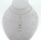 14k Yellow Gold Genuine Natural Opal Cabochon Necklace 12 Carats (#J4198)