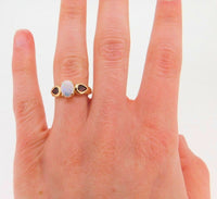 14k Yellow Gold Genuine Natural Opal and Garnet Ring (#J3990)
