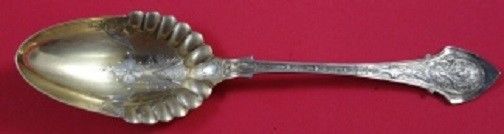 Angelo By Wood and Hughes Sterling Silver Preserve Spoon GW Bright-Cut 8"