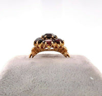 10k Yellow Gold Antique Genuine Natural Garnet Rosette Ring (#J5418)