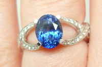 18K Gold Ring with a Fine Blue 2.38ct Oval Genuine Natural Sapphire (#J533)