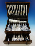 Queen Anne Rattail English Silverplated & Stainless Flatware Set Service 77 pcs